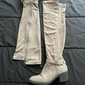 Taupe over the knee boots